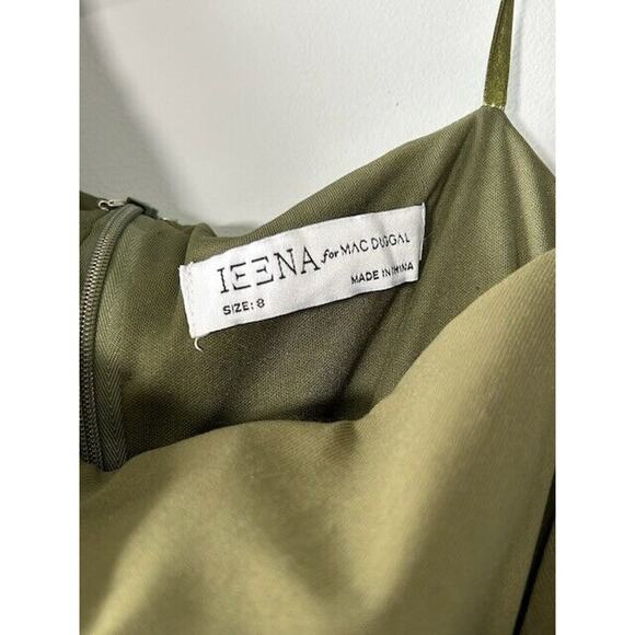 Ieena By Mac Duggal One Sleeve Beaded Cuff Side Twist Gown Dress Olive Green 8 - Picture 4 of 9